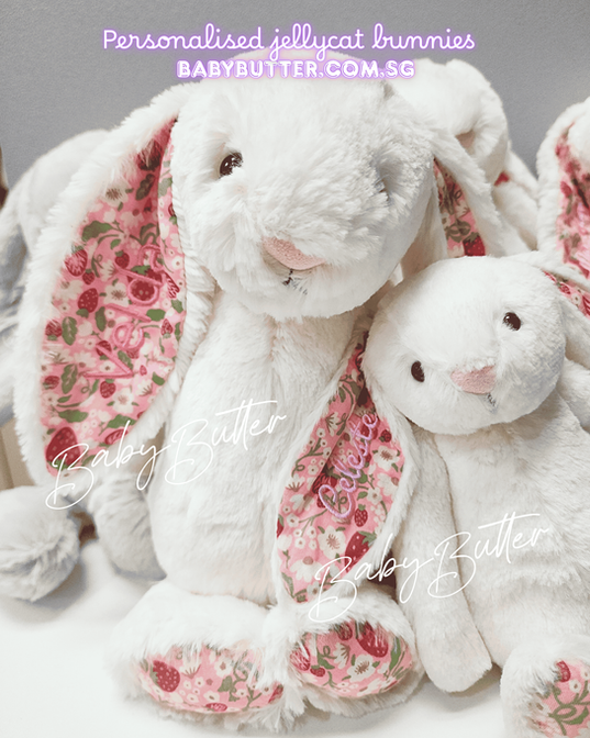 Baby Butter personalised bunny with floral embroidery