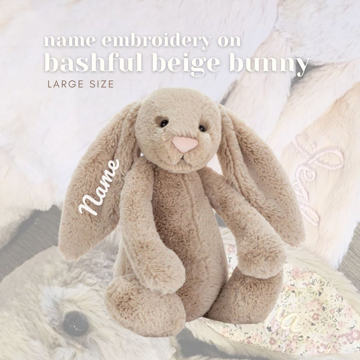 Bashful Beige Bunny (Large, 36cm) - Personalised Jellycat Bunny - Jellycat UK