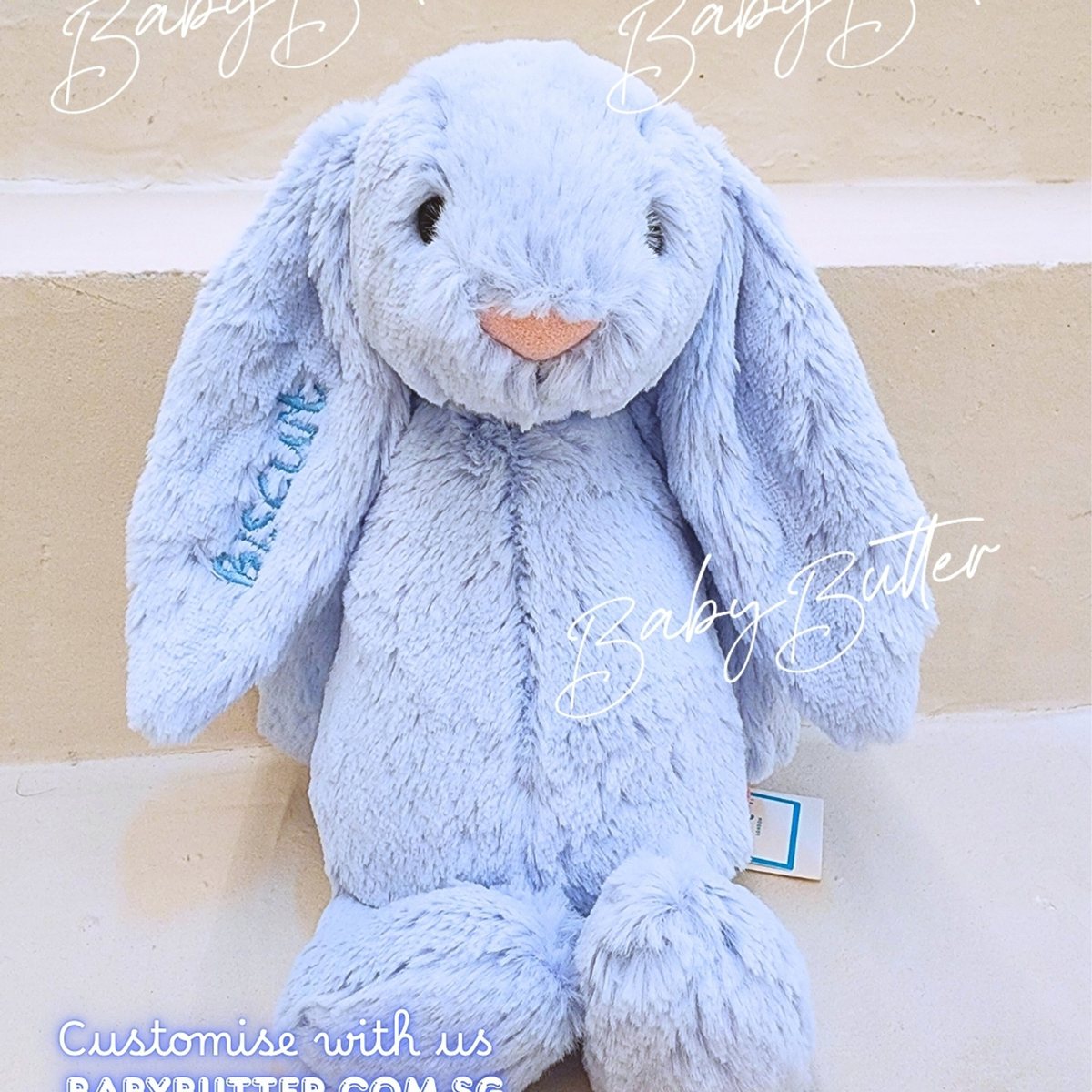 Bashful Blue Bunny (Medium, 31cm) - Personalised Jellycat Bunny Soft - Jellycat UK