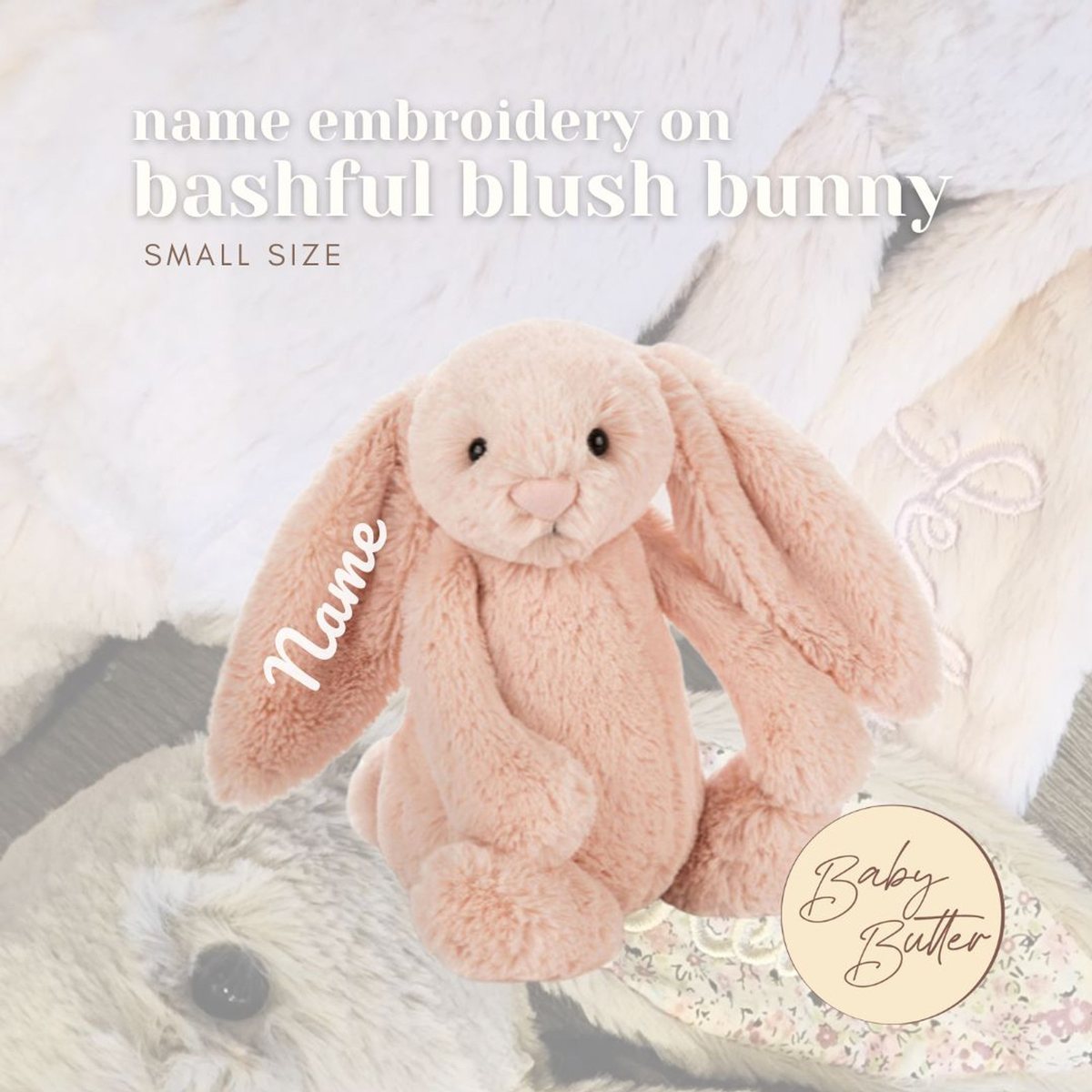 Bashful Blush Bunny (Small, 18cm) - Personalised Jellycat Bunny Soft - Jellycat UK
