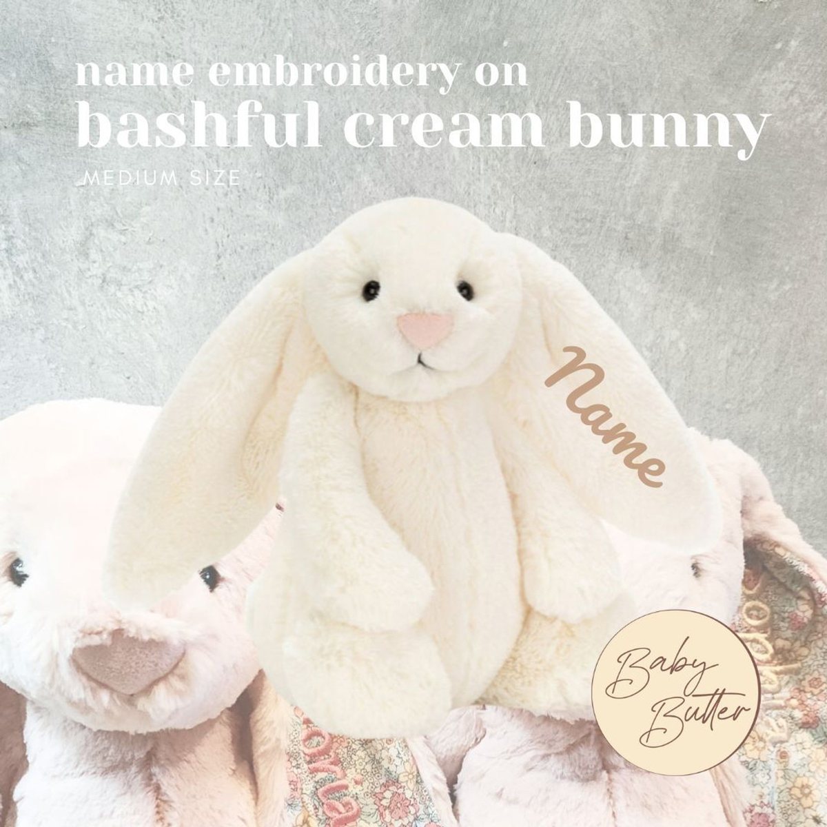 Bashful Cream Bunny (Medium, 31cm) - Personalised Jellycat Bunny Soft Toy - Jellycat UK