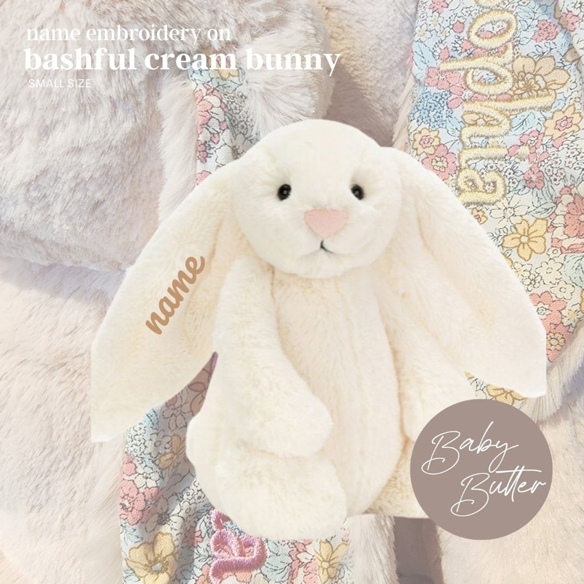 Bashful Cream Bunny (Small, 18cm) - Personalised Jellycat Bunny Soft - Jellycat UK