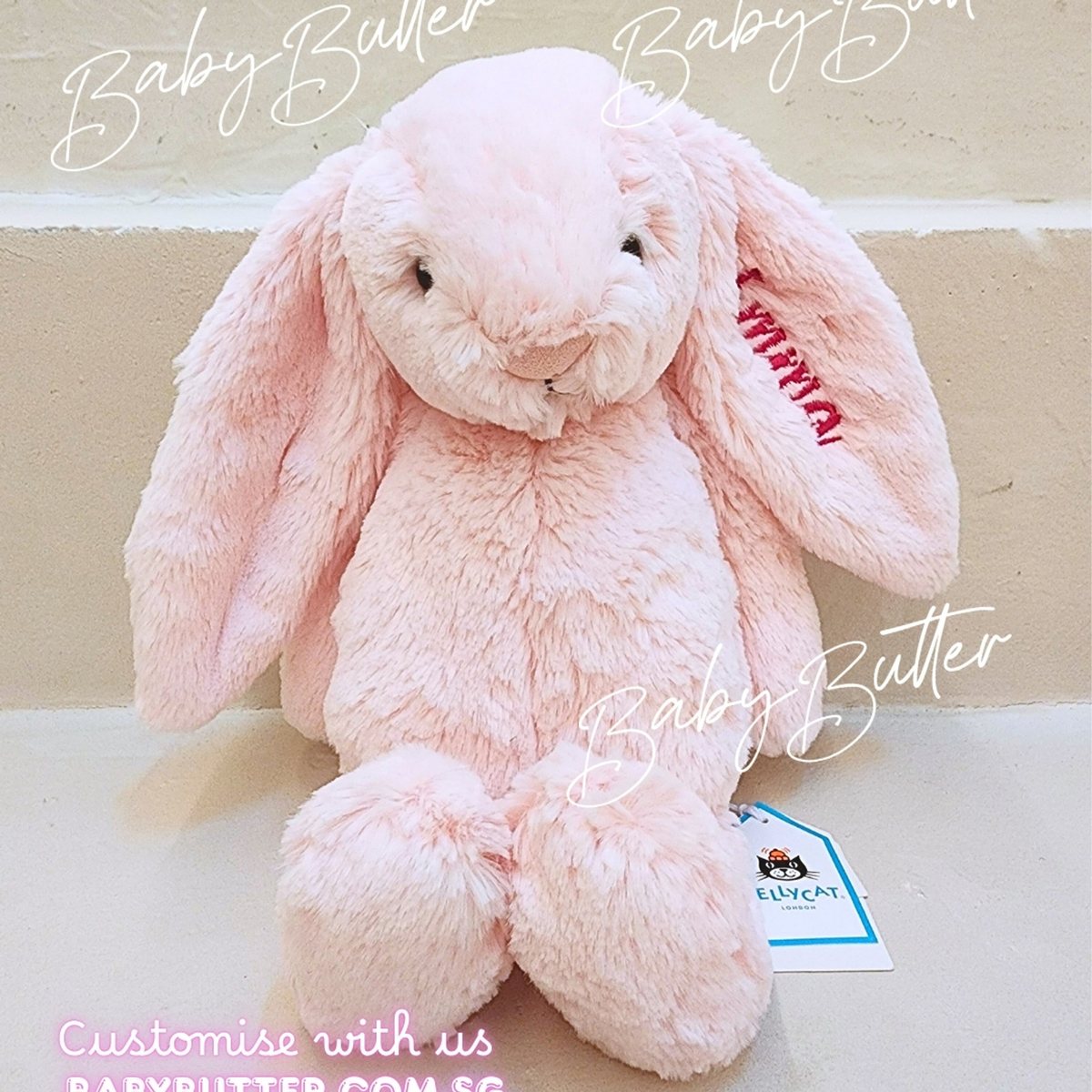 Bashful Pink Bunny (Medium, 31cm) - Personalised Jellycat Bunny Soft Toy - Jellycat UK