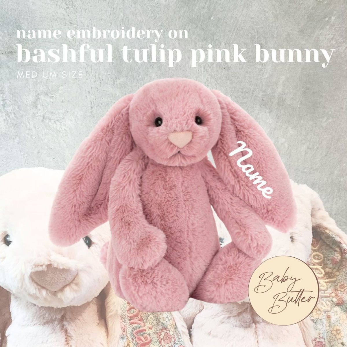 Bashful Tulip Pink Bunny (Medium, 31cm) - Personalised Jellycat Bunny Soft - Jellycat UK