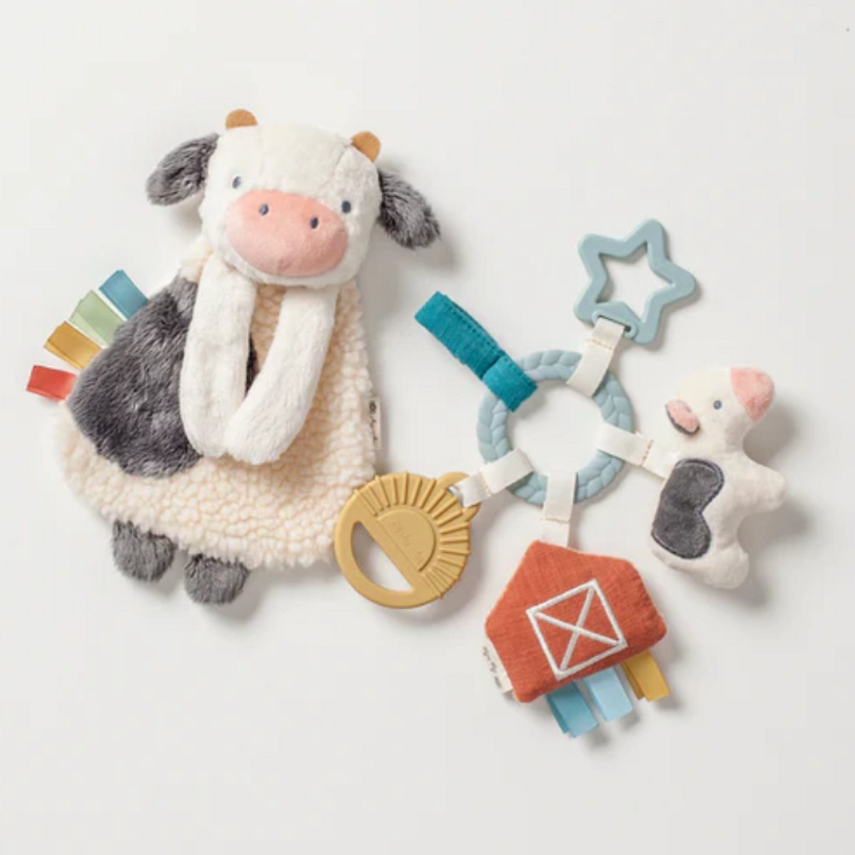 Farm Bitzy Busy Gift Set - Cow Itzy Lovey +Farm Bitzy Busy Ring - Itzy Ritzy