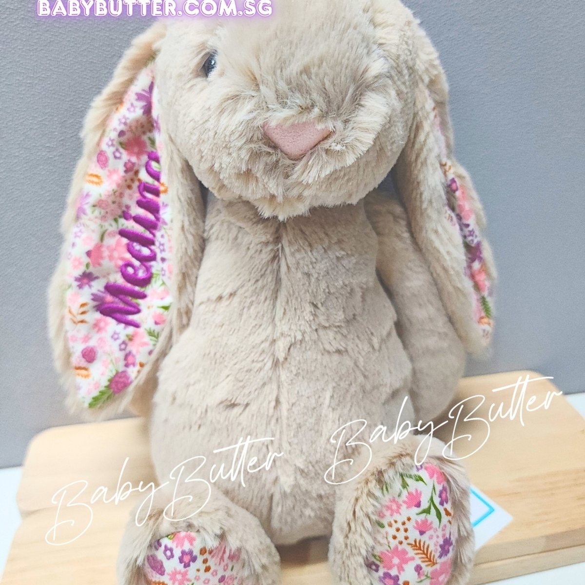 Blossom Beige Bunny 'Petal' (Medium, 31cm) - Personalised Jellycat Bunny - Jellycat UK