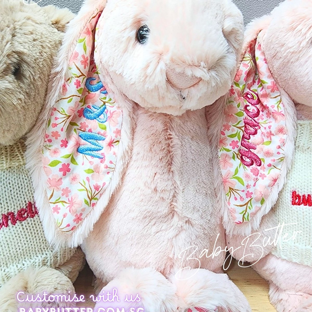 Blossom Blush Bunny 'Cherry' (Medium, 31cm) - Personalised Jellycat Bunny - Jellycat UK