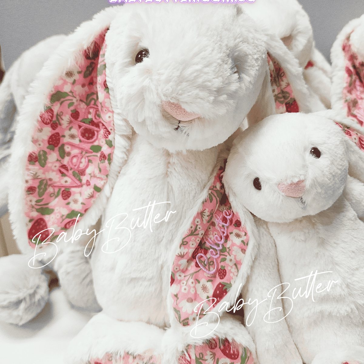 Blossom Cream Bunny 'Berry' (Medium, 31cm) - Personalised Jellycat Bunny - Jellycat UK