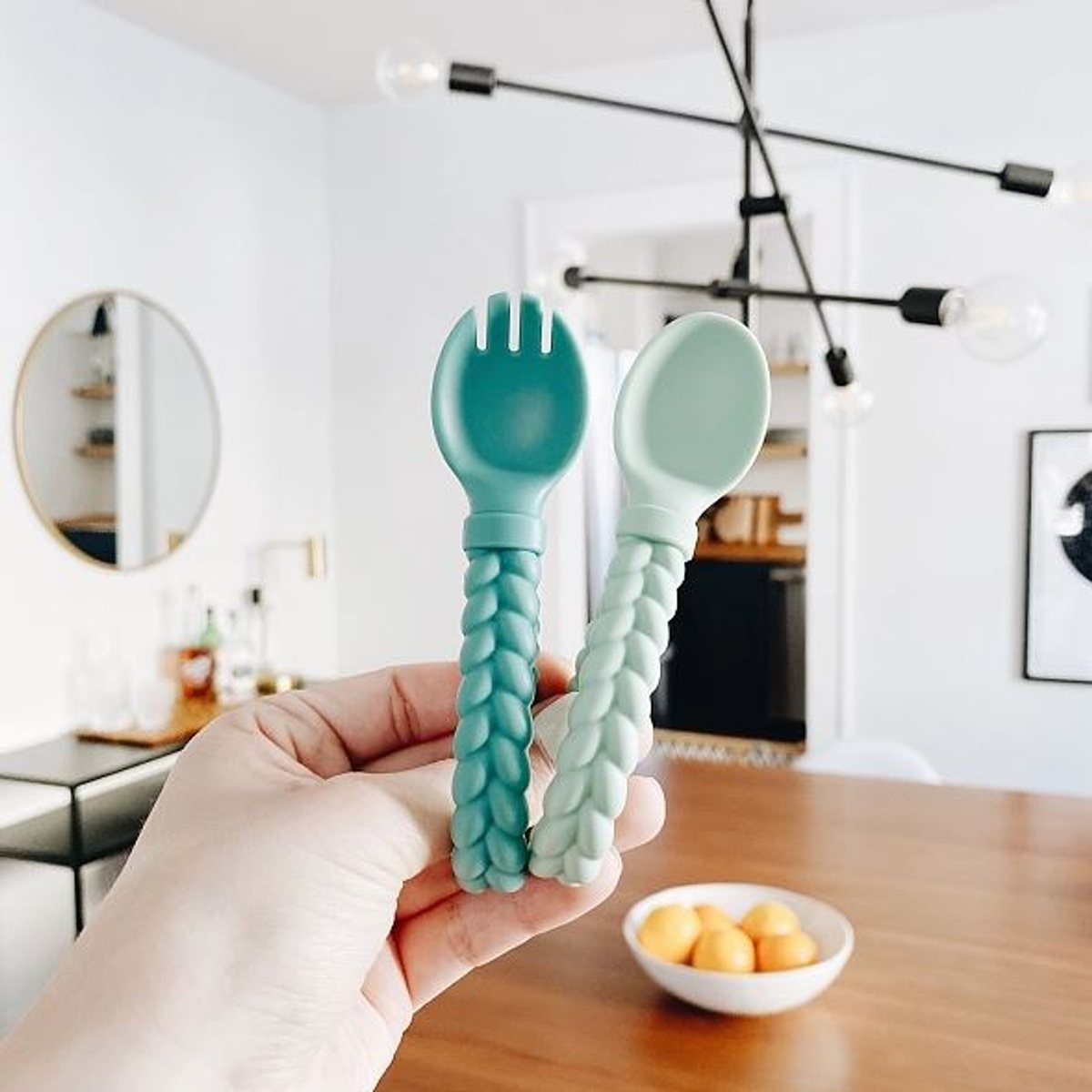 Sweetie Spoons Silicone Fork and Spoon Set - Mint - Itzy Ritzy