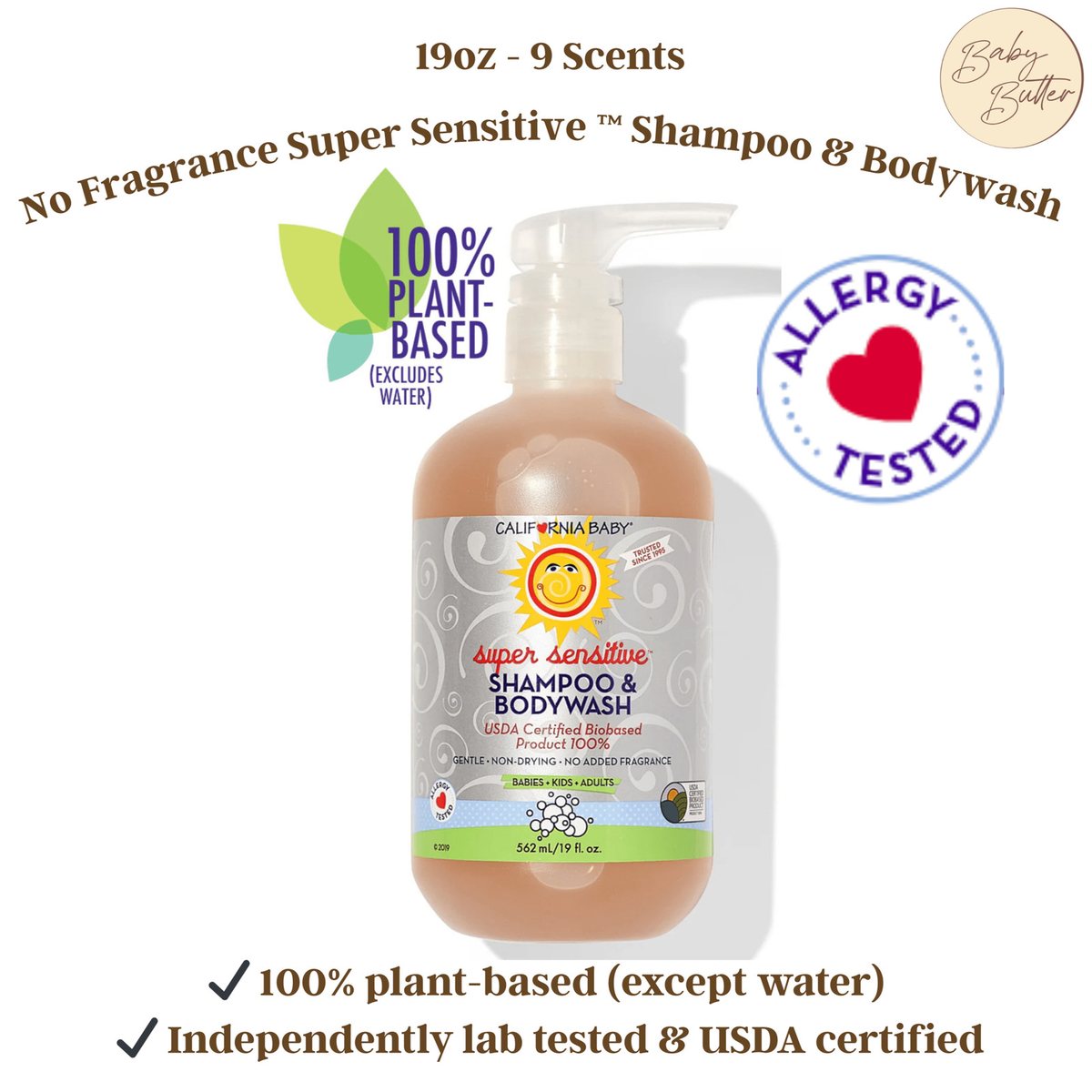 No Fragrance Super Sensitive Shampoo & Bodywash 19oz- California Baby - California Baby