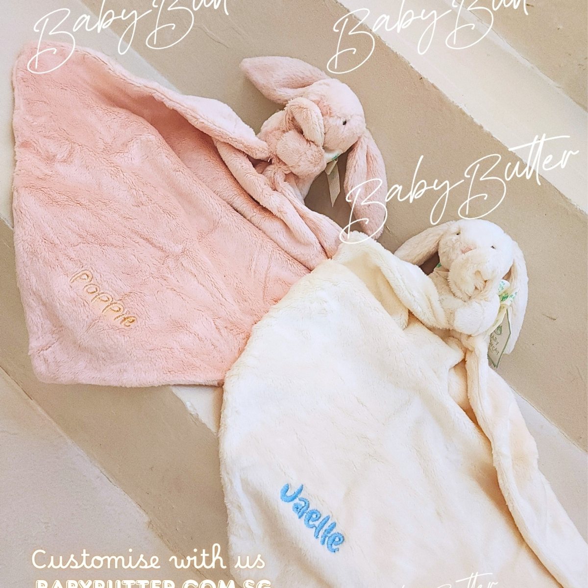 Personalised Jellycat Bashful Bunny Soother - blankies with name embroidery - Jellycat UK
