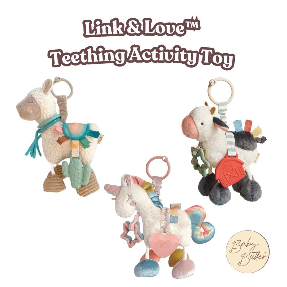 Link & Love Teething Activity Toy (Unicorn / Llama / Cow) - Itzy Ritzy